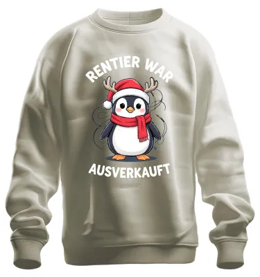 Produktbild von Rentier war t Pinguin Weihnachten lustig Geschenk Sweatshirt Pullover, Natur, M