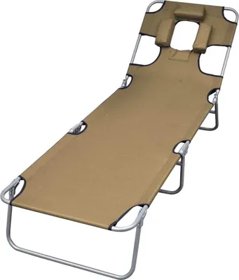 Produktbild von Sonnenliege Klappbar Kopfkissen Verstellbare Rückenlehne Taupe
