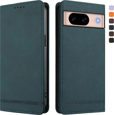 Produktbild von Hülle für Google Pixel 8A, Retro Kunstleder Ständer Klapphülle mit Kartenfächer und Magnetische Grün
