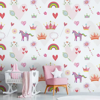 Zdjęcie produktu dla Profhome 391931-GU Tapeta flizelinowa do pokoju dziecięcego matowa kolor różowy biały magenta żółty 1,59 m x 2,8 m