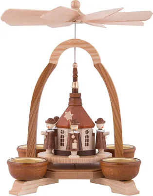 Produktbild von 1-stöckige Pyramide mit Seiffener Kirche und Kurrende (25cm) von Dregeno Seiffen