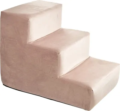 Produktbild von Hundetreppe Katzentreppe Haustiertreppe Aufstiegshilfe Plüschbezug 3 Stufen Rosa Velvet