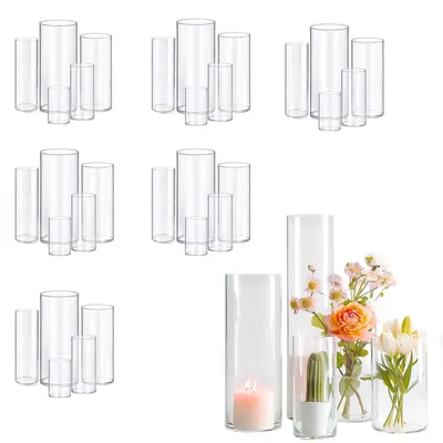 Produktbild von Zylindrische Glasvase - Dekovase - Hochzeit - Wohnaccessoire - Trockenblumen