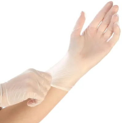 Obrázek produktu pro 10x Hygostar 2695 Vinylhandschuhe Classic transparent Gr. 8/M gepudert