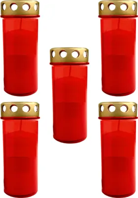 Produktbild von 5er Set  XL Grablicht Rot Grabkerze mit Deckel Großer Grabbrenner Grablaterne Grableuchte Grablampe Dauerbrenner