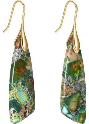 Immagine prodotto di Orecchini pendenti geometrici verdi e oro KP42156