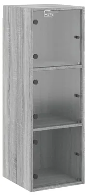 Obrázek produktu pro vidaXL Nástěnná skříňka se skleněnými dvířky Grey Sonoma 35x37x100 cm