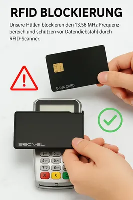 Produktbild von Kartenschutz für 4 Karten | RFID NFC & Magnetfeld Blocker | Schutzhülle gegen Datenklau & Organizer