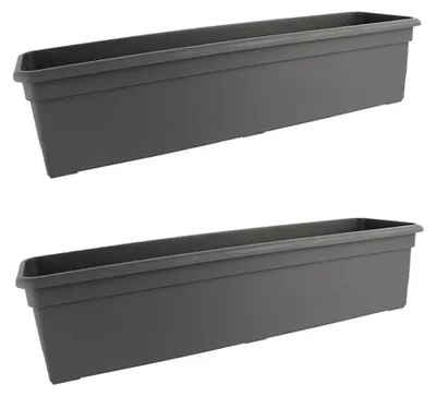 Productafbeelding van Bloembak Antraciet kunststof 13,8 x 16,9 x 80 cm set van 2