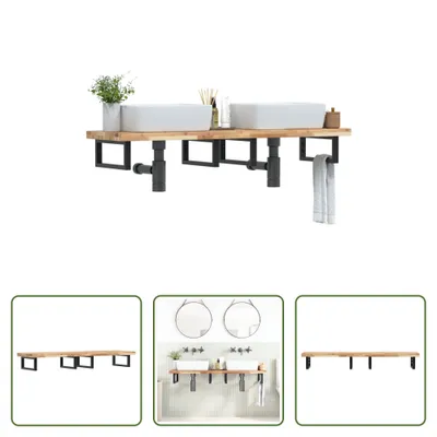 Produktbild von The Living Store Waschbeckenregal Wandmontage Stahl und Akazienholz