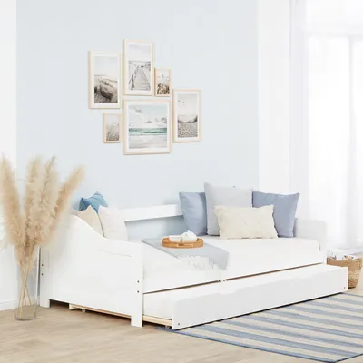 Produktbild von Homestyle4u Tagesbett Ausziehbett 90x200 cm Weiß