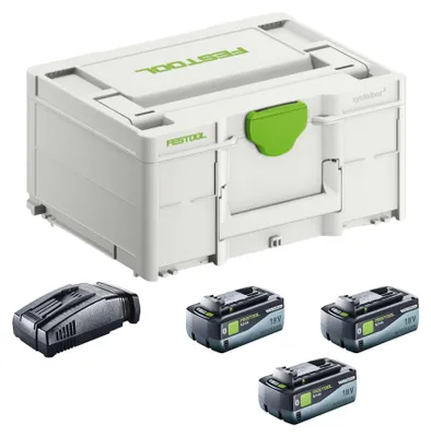 Zdjęcie produktu dla Festool SYS 18V 3x8,0/SCA16 Energy Set 3x akumulator 18 V 8,0 Ah ( 3x 577323 ) + ładowarka ( 576953 ) + Systainer