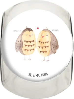 Produktbild von Mr. & Mrs. Panda Kaffeedose Eulen Liebe L 870ml - Weiß - Geschenk, Vorratsbehälter, Frischhaltedose, Hochzeit Spruch, glücklich, Bonboniere, Vorratsglas, Owl, Eule