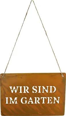 Produktbild von Riffelmacher Schild Metall zum Hängen "Wir sind im Garten" Rostfarben 30 cm x 20 cm