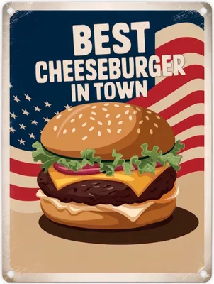 Produktbild von Cheeseburger - Best in Town Metallschild in 15x20 cm