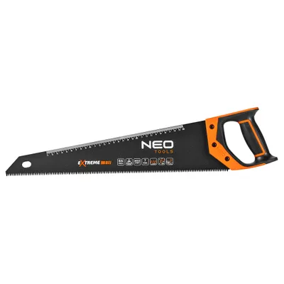 Produktbild von NEO TOOLS Handsäge Säbelsäge mit Blattlänge 400-450 mm, 7 TPI, PTFE-Bezug, Zweikomponentengriff, dreiseitig geschärfte, gehärtete Zähne, Rheinland Zertifikat (450mm)