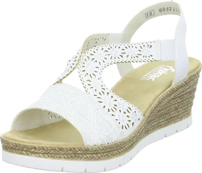 Produktbild von Rieker 61916-31 Schuhe Damen Keil Sandalen Sandaletten , Größe:40 EU, Farbe:Weiß