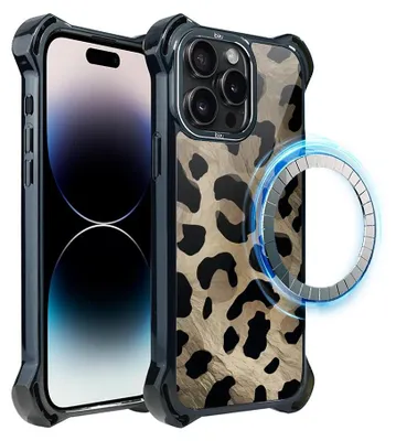 Produktbild von Schutzhülle für das iPhone 14 Pro, MagSafe-kompatibel, verstärkte Ecken, schwarz, Leopard
