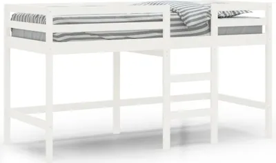 Obrázek produktu pro vidaXL Dětská podkrovní postel s žebříkem bílá 90x190 cm z masivního borovicového dřeva