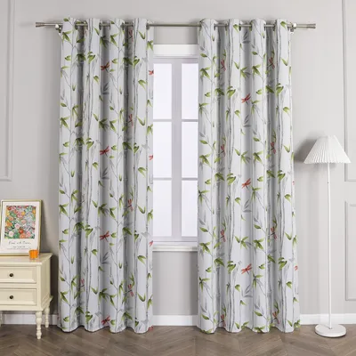 Produktbild von Joyswahl Verdunklungsvorhänge mit Ösen Blickdichte Gardinen Thermovorhang mit Bambusmuster Weiß HxB 260x135 cm