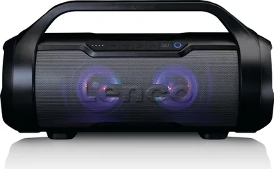 Produktbild von Lenco SPR-070BK - Spritzwasserfester Bluetooth®-Lautsprecher mit UKW Radio, USB und SD, Partylichter - Schwarz