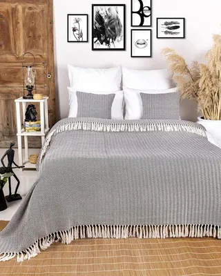 Immagine prodotto di Uniqoos® Coperta estiva leggera in 100% cotone – 180 x 240 cm, motivo a rombi con frange, color antracite,  Öko-Tex Standard 100