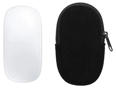 Produktbild von kwmobile Maus Tasche kompatibel mit Apple Magic Mouse 1 / 2 Hülle - Case für Bluetooth Maus aus robustem Cord und Neopren Stoff - Schwarz