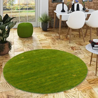 Produktbild von Natur Teppich Indo Nepal Gabbeh Shiva Grün Mix Rund, Größe:200 cm Rund