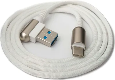 Produktbild von USB 3.1 Kabel 100cm Typ C Stecker zu 3.0 Typ A Stecker geflochten Winkel in Weiß