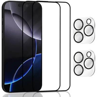 Produktbild von 2-Pack iPhone 16 Pro Max Displayschutzfolie & 2-Pack Kameraschutz - Gehärtetes Glas 9H - Super Qualität 3D
