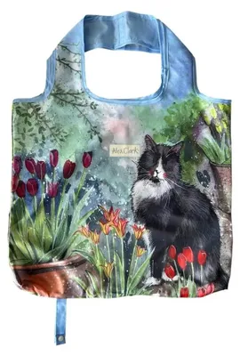 Produktbild von Einkaufstasche mit Katzen- und Tulpenmotiv