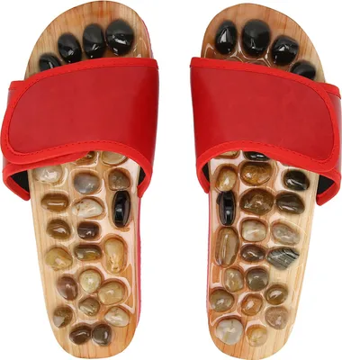 Produktbild von Akupressur-Slipper, Fußmassage-Schuhe, Stressabbau, Entspannung, Reflexzonenmassage-Werkzeug, Rot, 39–40