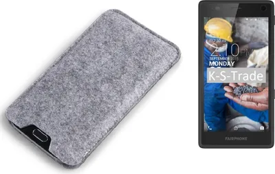 Produktbild von K-S-Trade Filz Handyhülle kompatibel mit Fairphone Fairphone 2 Schutzhülle Filztasche Filz Tasche Case Sleeve Handy Hülle Filzhülle grau