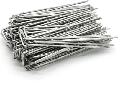 Produktbild von 100 Stück Ø3mm Erdanker verzinkt 150x30mm Befestigungsanker Unkraut-Vlies Stahl Erdnägel Bodenanker U-Form U-Form eckig