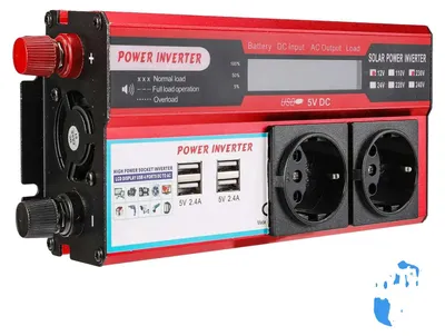 Zdjęcie produktu dla Inwerter, 4 porty USB, wyświetlacz LED, 4000W