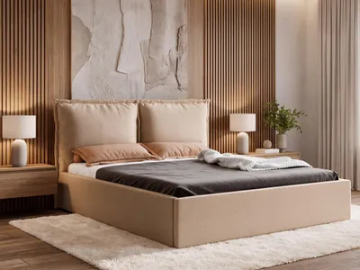 Produktbild von Polsterbett 160x200 mit Bettkasten MIRA , Stauraum und Metall-Lattenrost – VIBE Beige