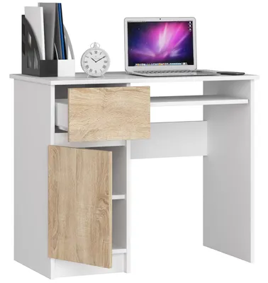 Obrázok produktu pre MOB, PC stolík - Bhaskar  (biela + dub sonoma) (L)