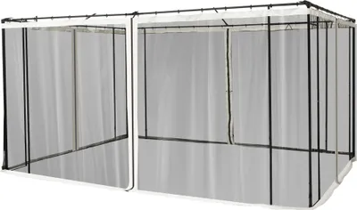 Produktbild von Outsunny 4 Seitenteile 3,4 x 2 cm für Gartenzelt, Moskitonetz, Stoff für Pavillon, Pavillon mit Reißverschlüssen und Ringen, Schwarz