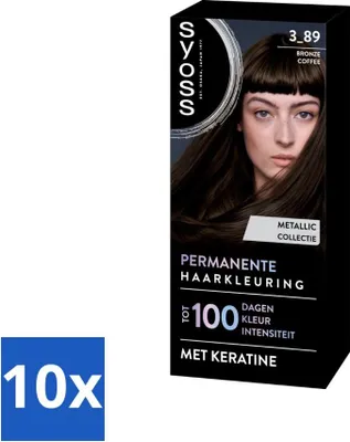 Obrázok produktu pre SYOSS - Farba 3-89 Bronze Coffee - Farba na vlasy - Krycia schopnosť šedín - Znižuje lámavosť vlasov - Hodnotné balenie - 10 kusov