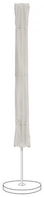 A closed umbrella with a cover on a stand, on a white background.