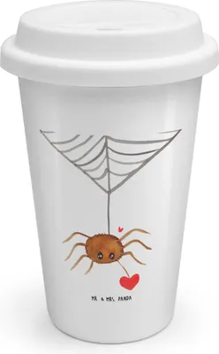 Produktbild von Mr. & Mrs. Panda Isolierbecher Spinne Agathe Liebe - Weiß - Geschenk, Verliebt, Coffee To Go Becher, Thermobecher, Kaffeebecher, Liebesgeschenk, ToGo, Liebesbeweis