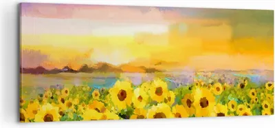 Produktbild von Bild auf Leinwand - Leinwandbild - Sonnenblumen Blume - 120x50cm - Wand Bild - Wanddeko - Leinwanddruck - Bilder - Kunstdruck - Wanddekoration - Leinwand bilder - Wandkunst - AB120x50-3775