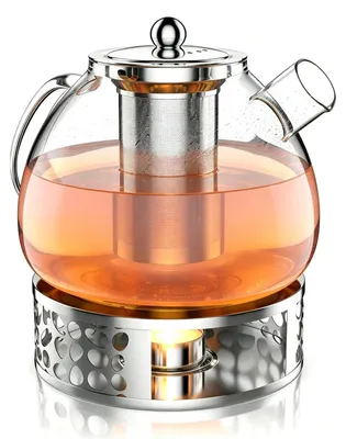 Teekanne mit Stövchen, 1500 ml, Glas