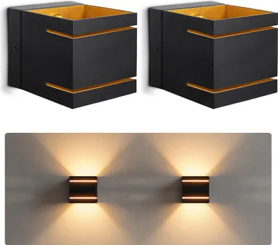 Produktbild von SSC-LUXon 2 Stück KOURA Wandlampe schwarz gold – moderne Wandstrahler Innenbereich für G9 LED dekorative Beleuchtung für Wohnzimmer