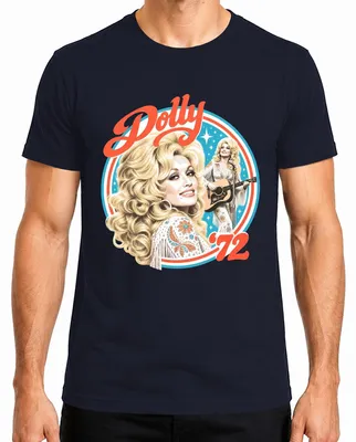 Zdjęcie produktu dla Dolly Parton, 72 lata, ikona country, retro, męska koszulka, kolor granatowy, rozmiar 3XL