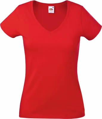 Produktbild von Fruit of the Loom - "Valueweight" T-Shirt V-Ausschnitt für Damen BC1361 (L) (Rot)
