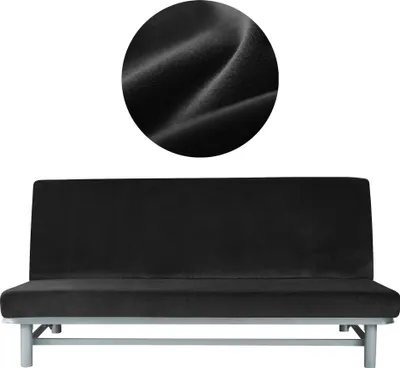Produktbild von Elastischer Velours-Bezug für Schlafsofa / Couch 190–210 cm in Schwarz – Schonbezug