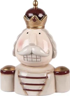 Image de Clayre & Eef Figurine de décoration de Noël Casse-Noisette 17x12x23 cm Beige Céramique