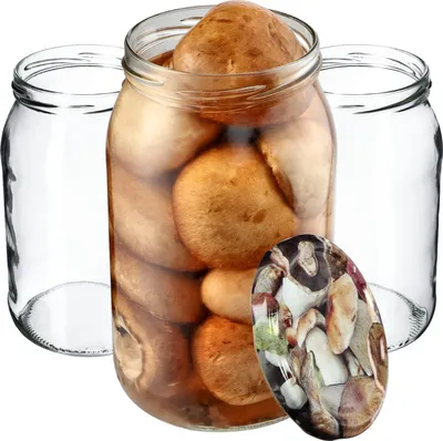 Image de KADAX Simo bocaux 900ml 48 pièces 82mm + couvercle "champignons