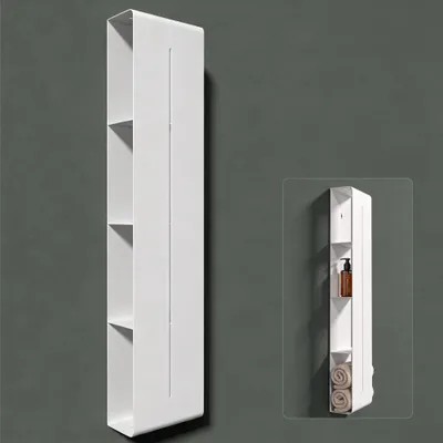 Produktbild von Mai & Mai Duschregal mit 4 Ablagen, Duschablage schmal, Wandregal Shampoo Halterung für Dusche 20x90x9cm, Badezimmer Organizer Weiß Reglo-16
